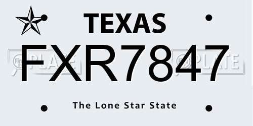 FXR7847 Texas License Plate