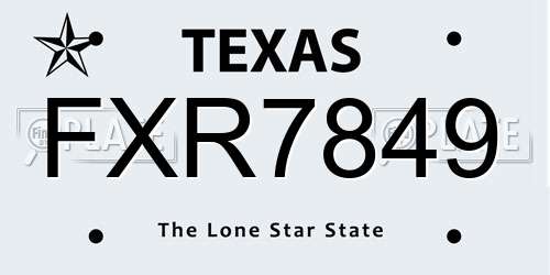 FXR7849 Texas License Plate