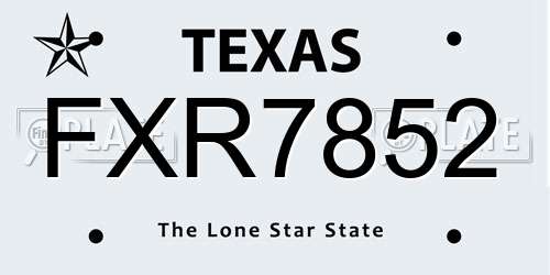 FXR7852 Texas License Plate