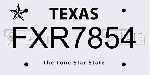 FXR7854 Texas License Plate