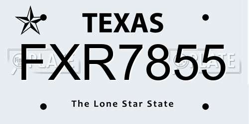 FXR7855 Texas License Plate
