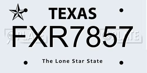 FXR7857 Texas License Plate