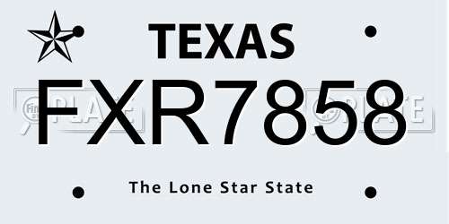 FXR7858 Texas License Plate