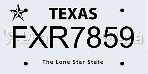 FXR7859 Texas License Plate