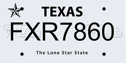 FXR7860 Texas License Plate