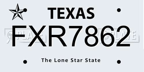 FXR7862 Texas License Plate