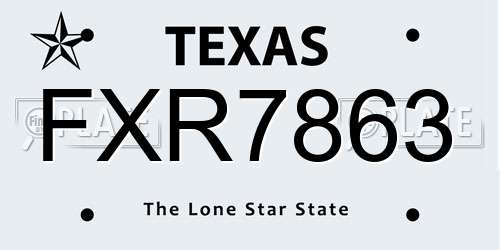 FXR7863 Texas License Plate