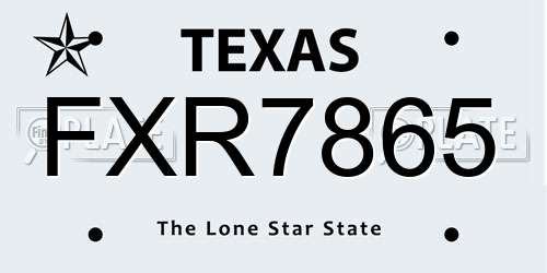 FXR7865 Texas License Plate
