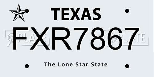FXR7867 Texas License Plate