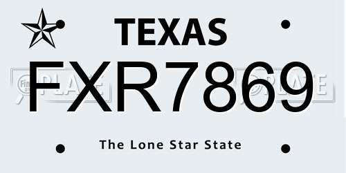 FXR7869 Texas License Plate