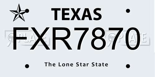 FXR7870 Texas License Plate