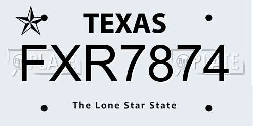FXR7874 Texas License Plate