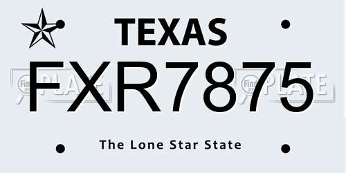 FXR7875 Texas License Plate