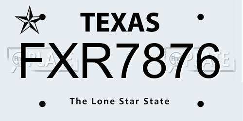 FXR7876 Texas License Plate