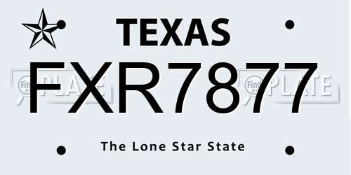FXR7877 Texas License Plate