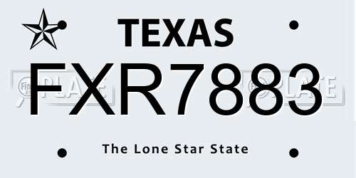 FXR7883 Texas License Plate