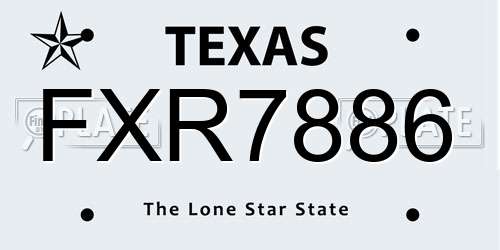 FXR7886 Texas License Plate