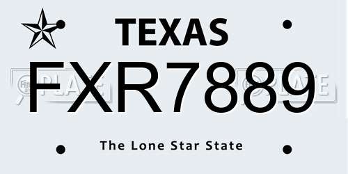 FXR7889 Texas License Plate