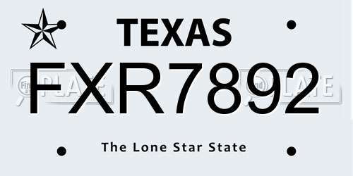 FXR7892 Texas License Plate