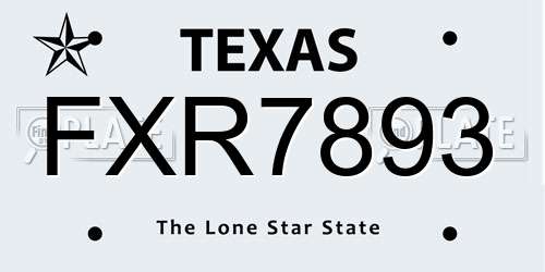 FXR7893 Texas License Plate