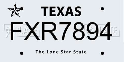 FXR7894 Texas License Plate