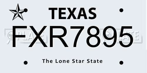 FXR7895 Texas License Plate