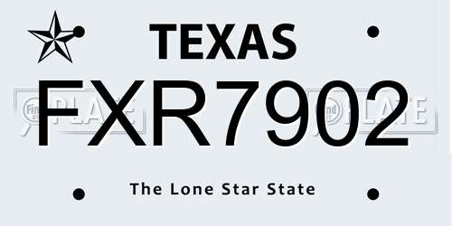 FXR7902 Texas License Plate