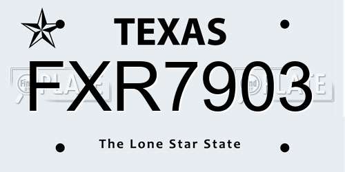 FXR7903 Texas License Plate