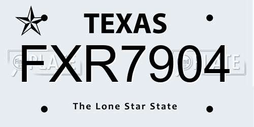 FXR7904 Texas License Plate