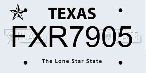 FXR7905 Texas License Plate