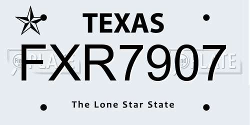 FXR7907 Texas License Plate