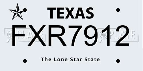 FXR7912 Texas License Plate