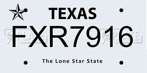 FXR7916 Texas License Plate