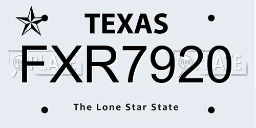 FXR7920 Texas License Plate