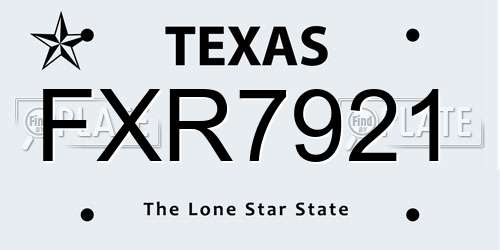 FXR7921 Texas License Plate