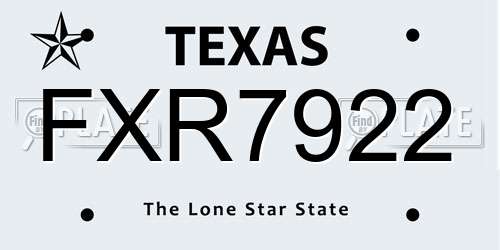 FXR7922 Texas License Plate