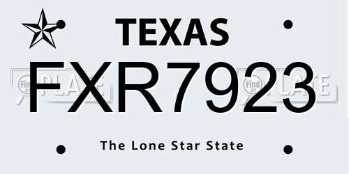 FXR7923 Texas License Plate