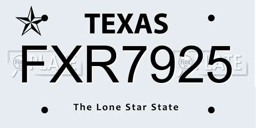 FXR7925 Texas License Plate