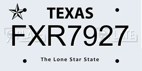 FXR7927 Texas License Plate