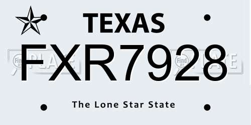 FXR7928 Texas License Plate