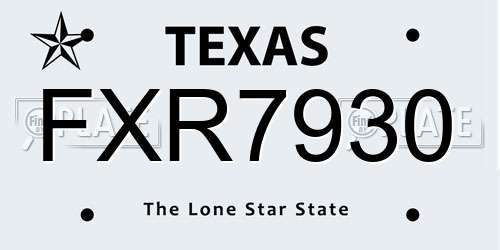 FXR7930 Texas License Plate