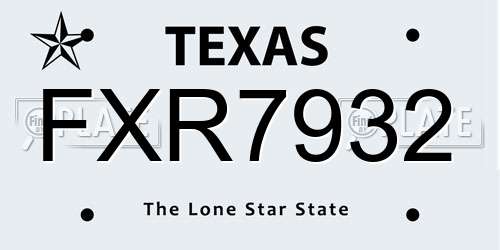 FXR7932 Texas License Plate