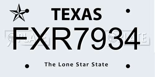 FXR7934 Texas License Plate