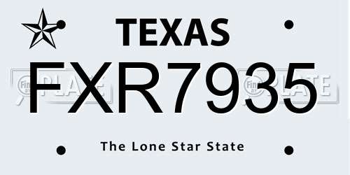 FXR7935 Texas License Plate