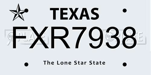 FXR7938 Texas License Plate