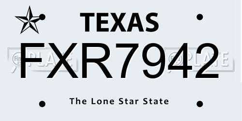 FXR7942 Texas License Plate