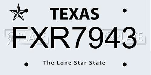 FXR7943 Texas License Plate