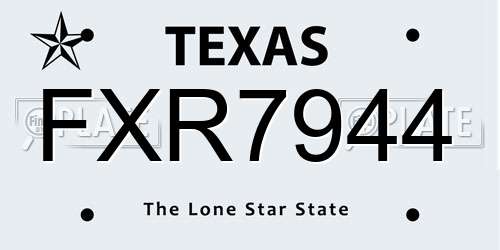 FXR7944 Texas License Plate