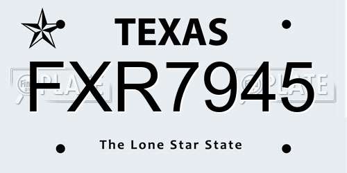 FXR7945 Texas License Plate