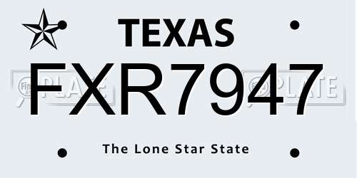 FXR7947 Texas License Plate
